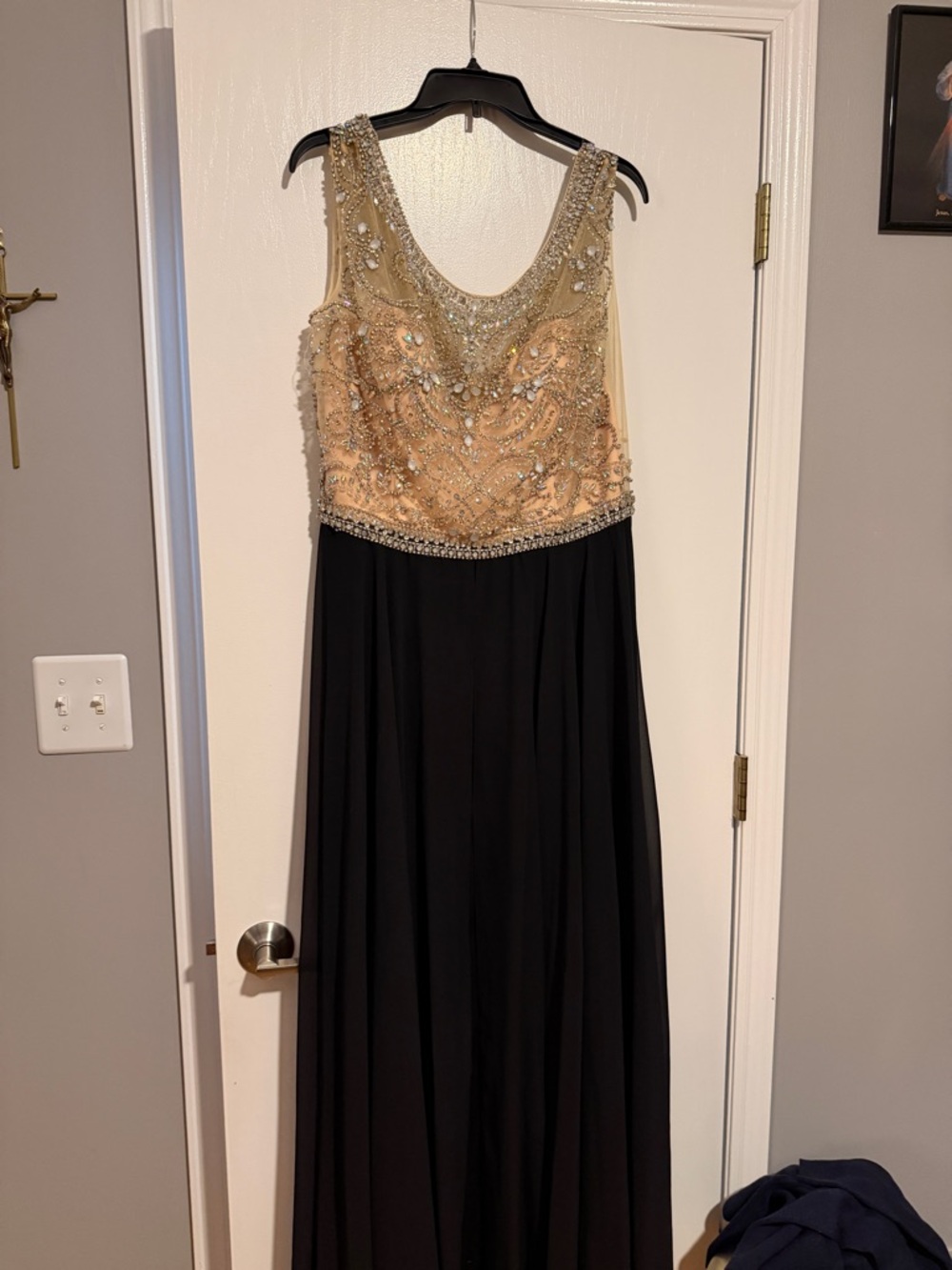 Tiffany Designs Prom Dress (Style 16148) – Black & Gold Beaded – Size 20